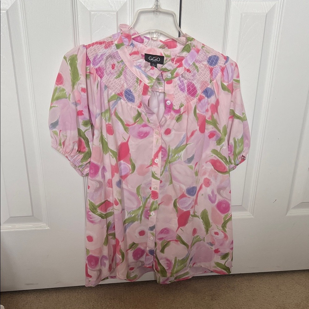 GGO Women's Pink Floral Blouse